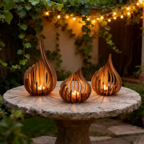 ZENVORA® Holz-Kerzenhalter – Skulpturale Tischdeko