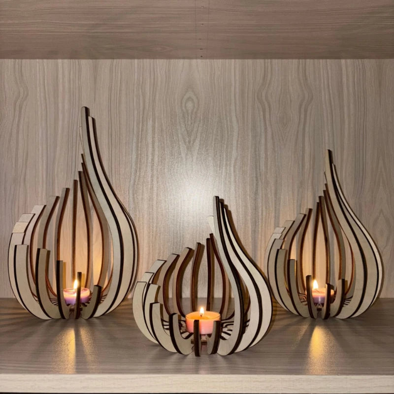 ZENVORA® Holz-Kerzenhalter – Skulpturale Tischdeko