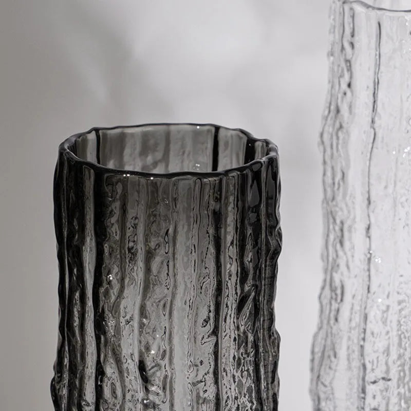 ZENVORA® Glacier Vase – Strukturierte Glasvase für stilvolle Blumendeko