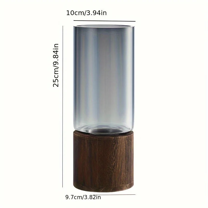 ZENVORA® Holz-Glas-Vase – Elegante Tischdekoration