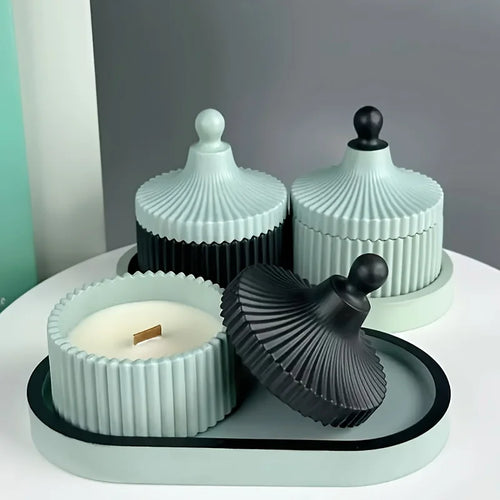 ZENVORA® Deko-Set – Kerzenhalter & Vase mit Tablett