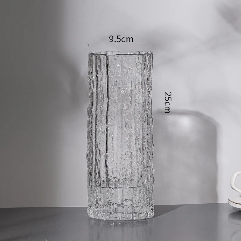 ZENVORA® Glacier Vase – Strukturierte Glasvase für stilvolle Blumendeko