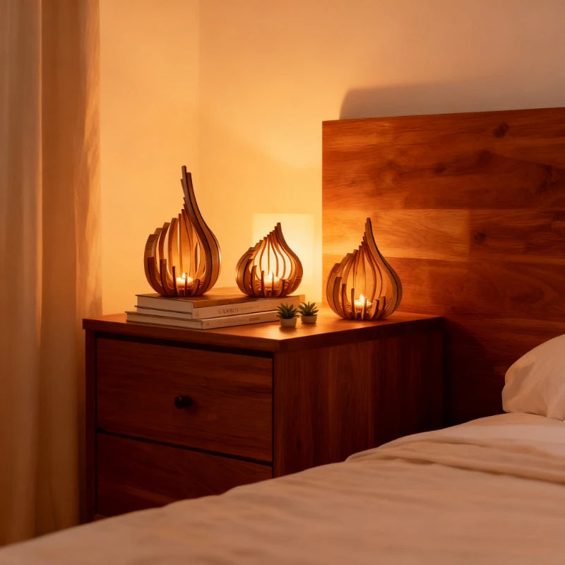 ZENVORA® Holz-Kerzenhalter – Skulpturale Tischdeko